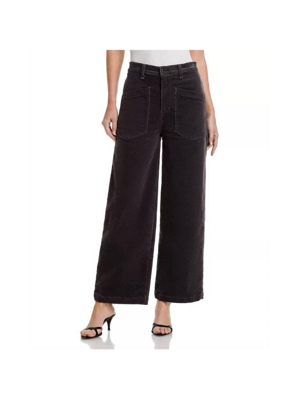 ASKK NY Virginia Charcoal Gray Corduroy Wide Leg High Rise Pants Size 28